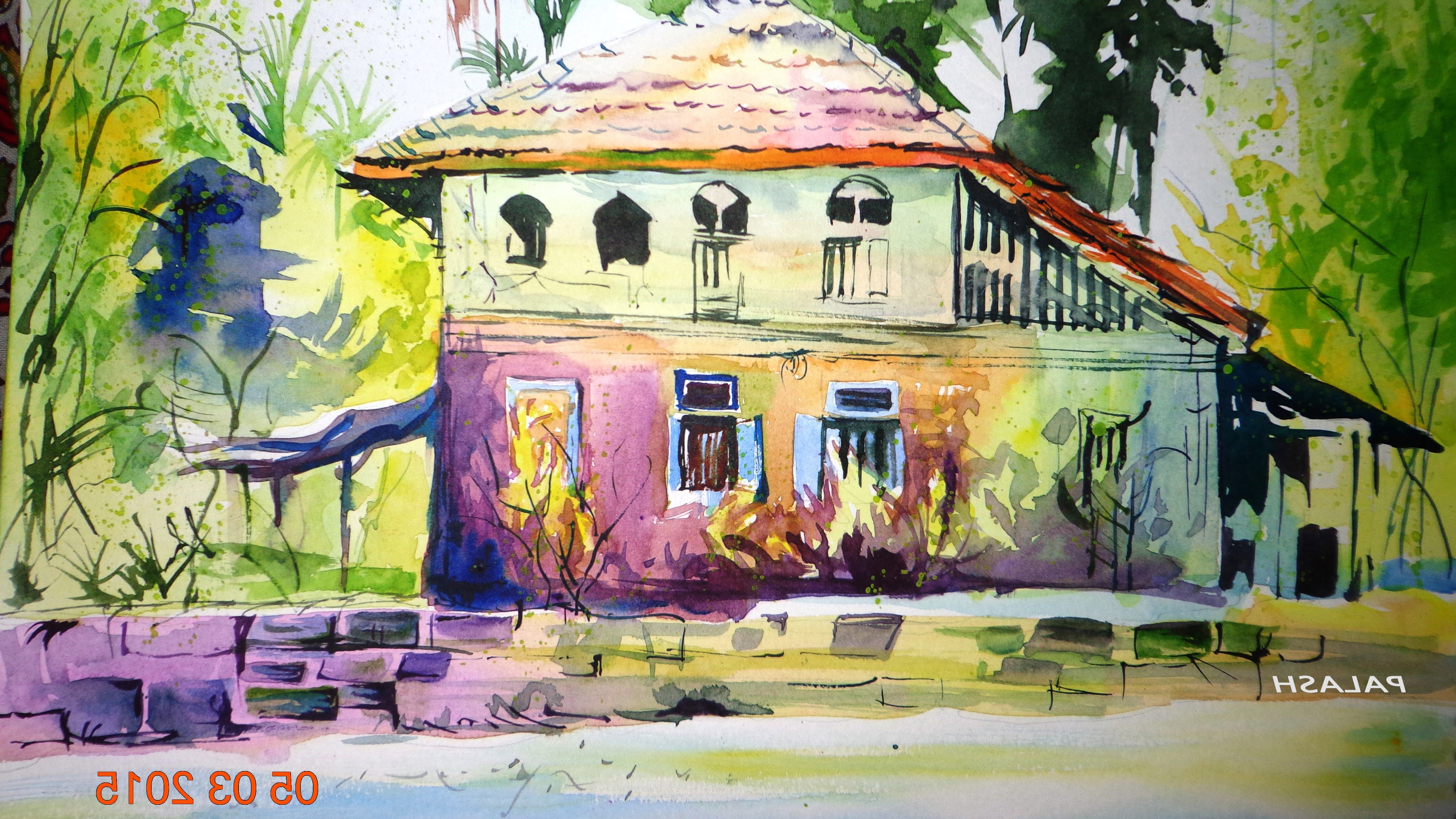 4096x2304 Drawings For Watercolor Paintings House Design Ideas Scenery