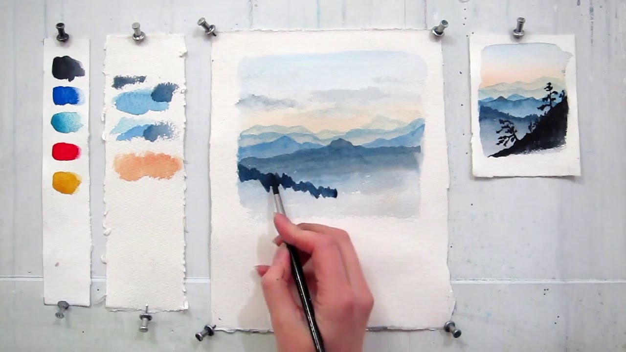 1280x720 Easy Step By Step Watercolor Tutorial Painting The Blue Ridge
