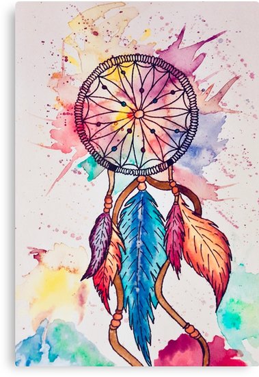 379x550 Dreamcatcher Watercolor Watercolor Dream Catcher Canvas Prints