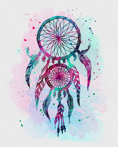 384x480 Dreamcatcher Watercolor Art Print Dibujos Tattoo