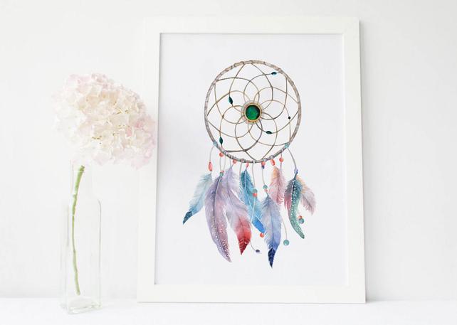 642x457 Watercolor Dreamcatcher Boho Dreamcatcher Large Etsy