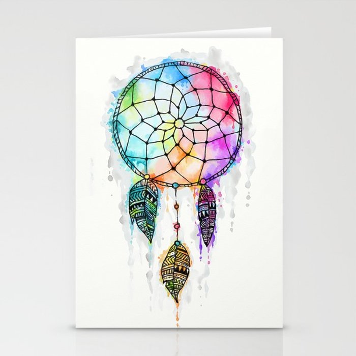 700x700 Watercolor Dreamcatcher Painting Stationery Cards By Madotta