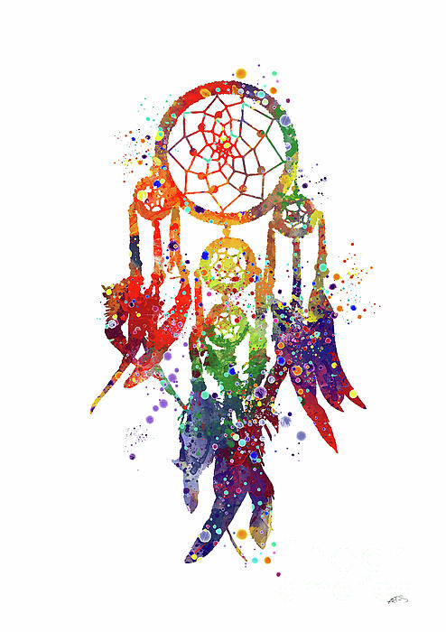 494x700 Dreamcatcher Print Rainbow Boho Poster Watercolor Dreamcatcher
