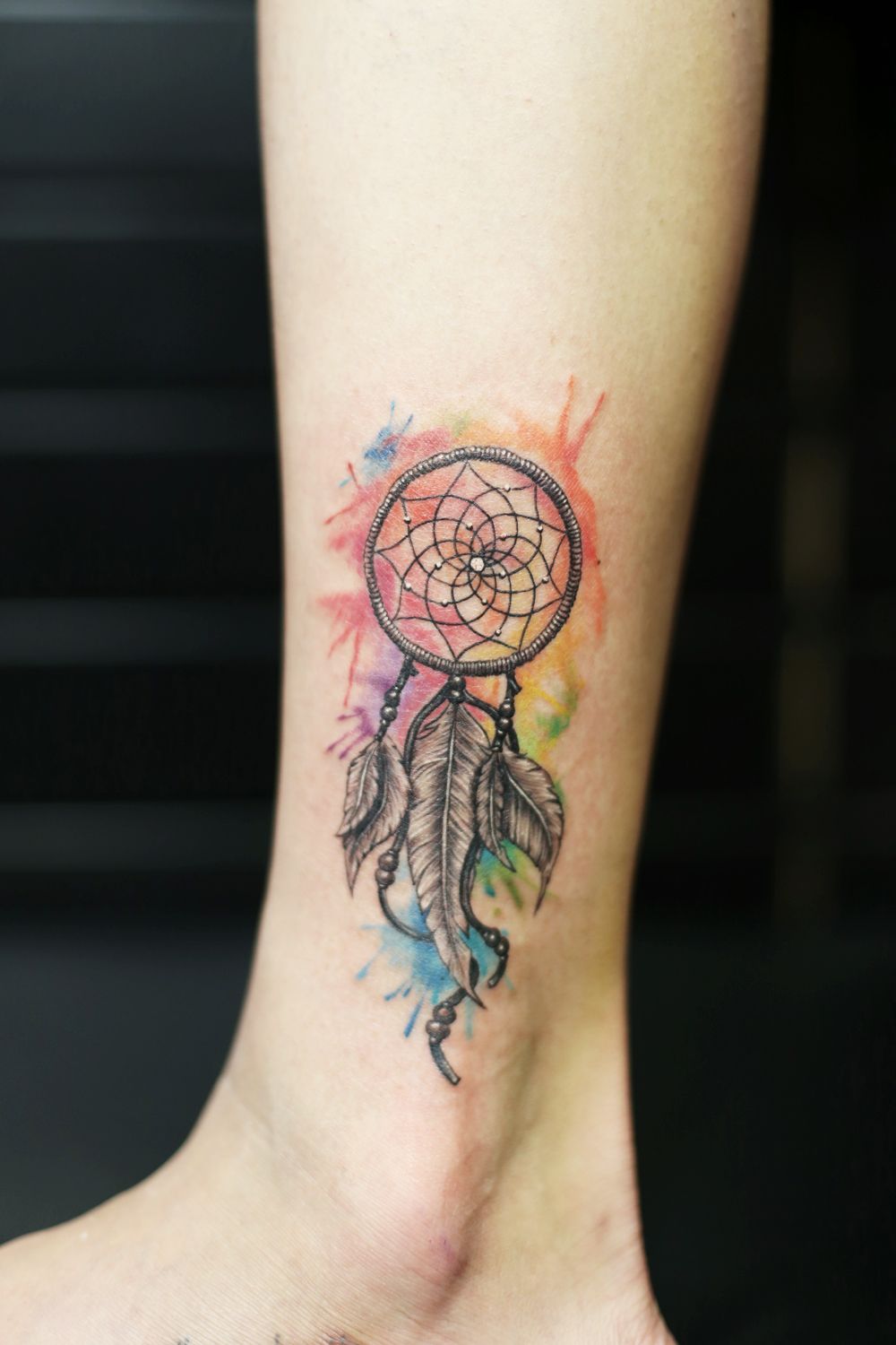 1000x1500 Water Color Dreamcatcher Tattoo. Inked Girl. Small Size Tattoo