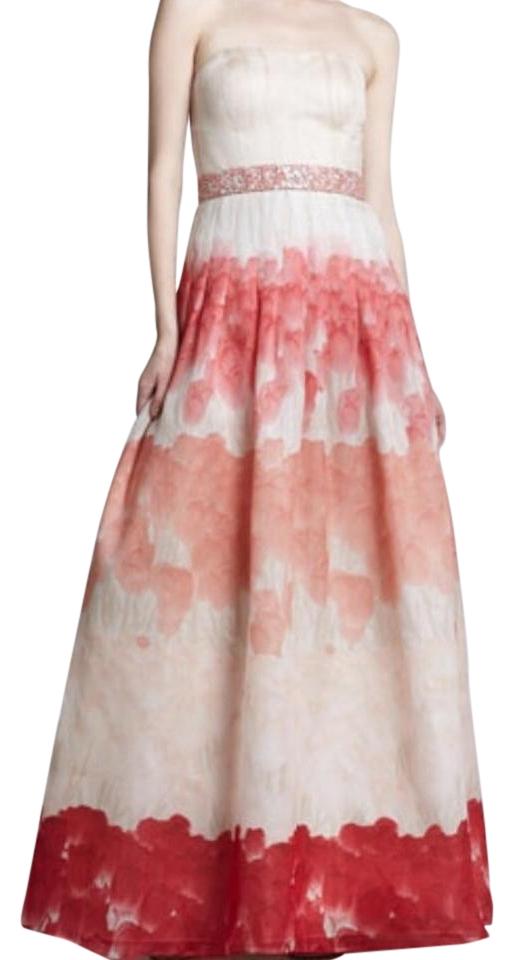 514x960 Kay Unger Watercolor (Red Yellow Peach Baige) Gown Long Formal