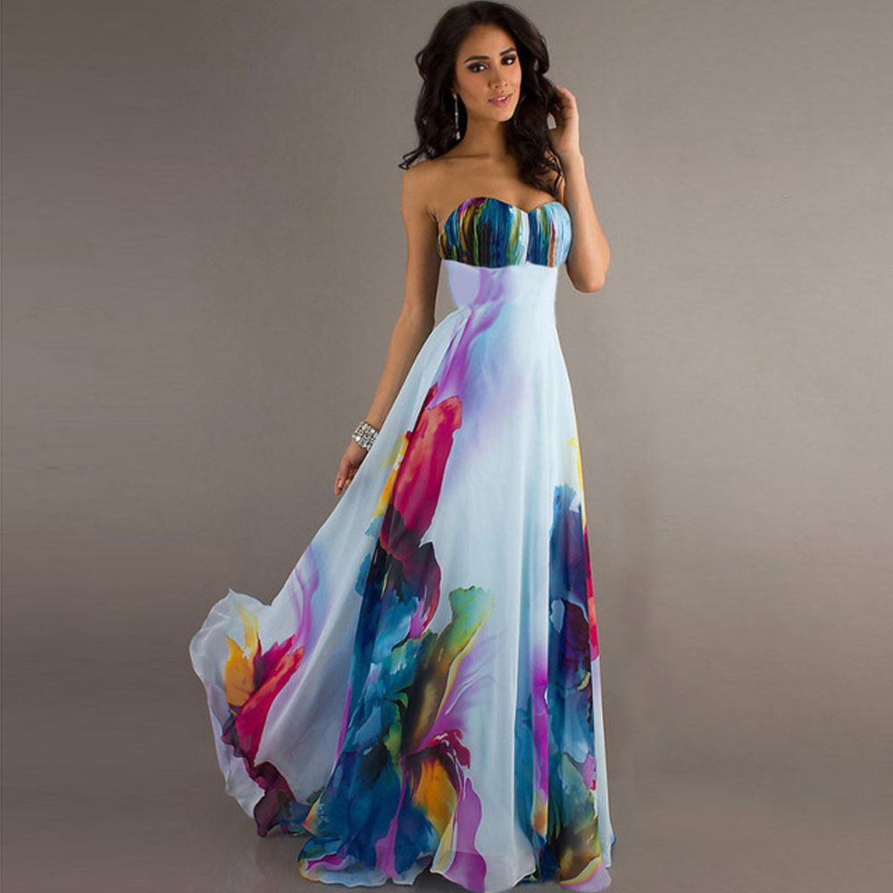 1000x1000 Women Boho Style Long Dress Off Shoulder Floral Print Vintage