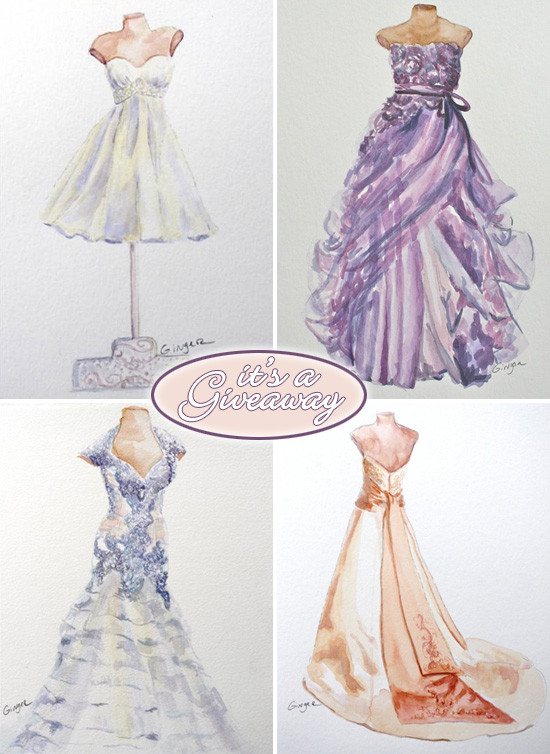 550x754 Giveaway Win An 8x10 Original Watercolor Of Your Wedding Dress