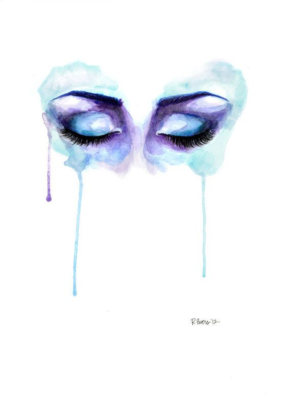 570x777 5x7 Eyes Shut Watercolor Drip Painting By Artbyrobinewers On Etsy