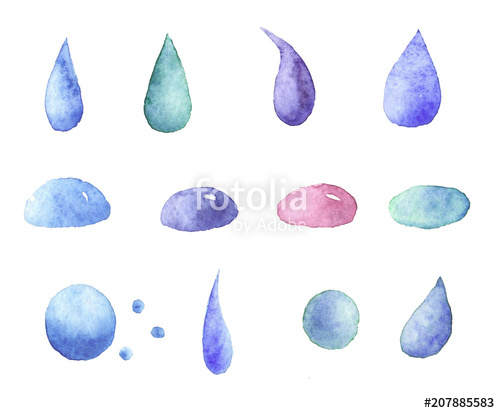 500x413 Collection Of Watercolor Drops. Stock Photo And Royalty Free