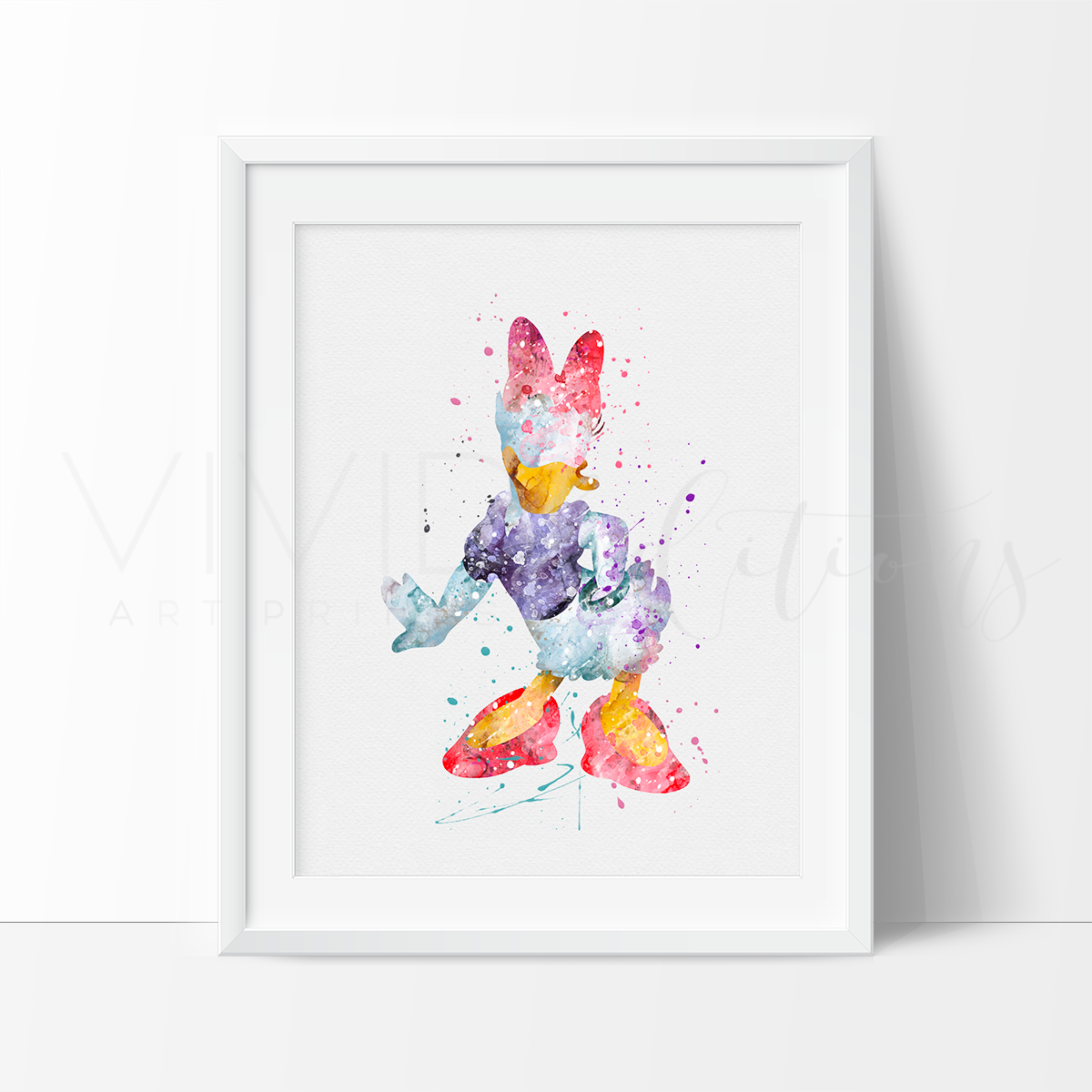 1200x1200 Daisy Duck Watercolor Art