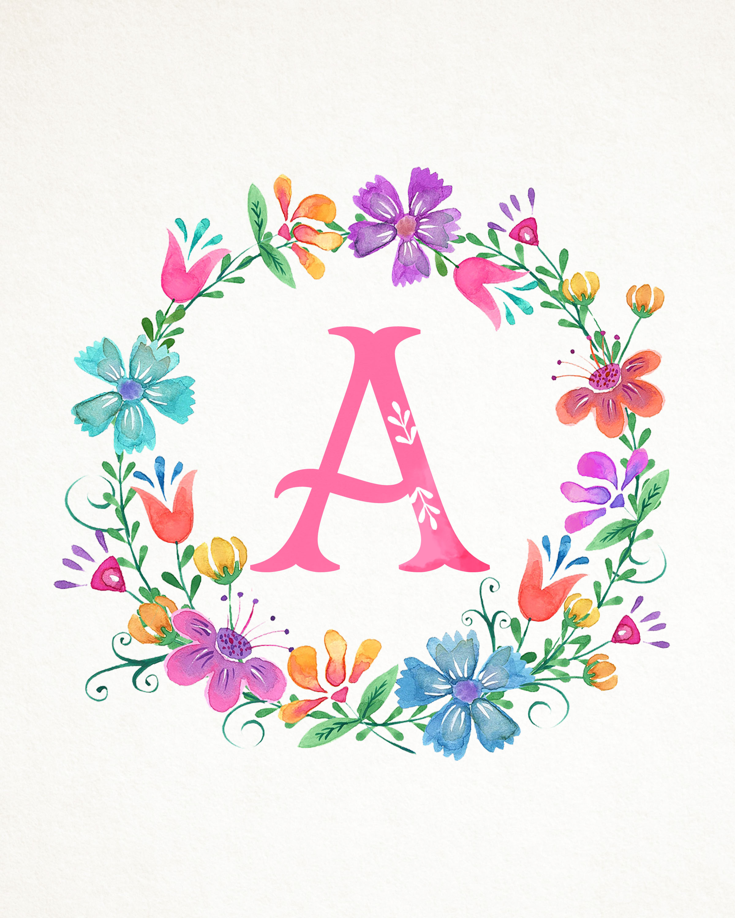 2400x3000 Free Printable Whimsical Watercolor Monograms