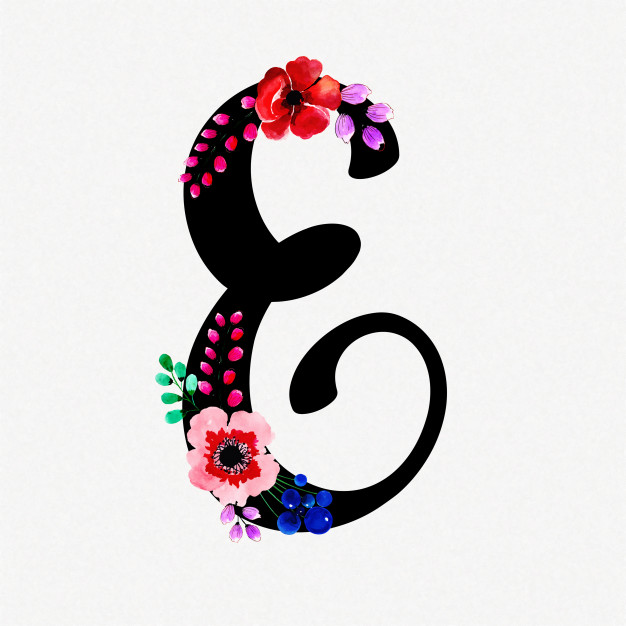 626x626 Letter E Watercolor Floral Background Vector Free Download