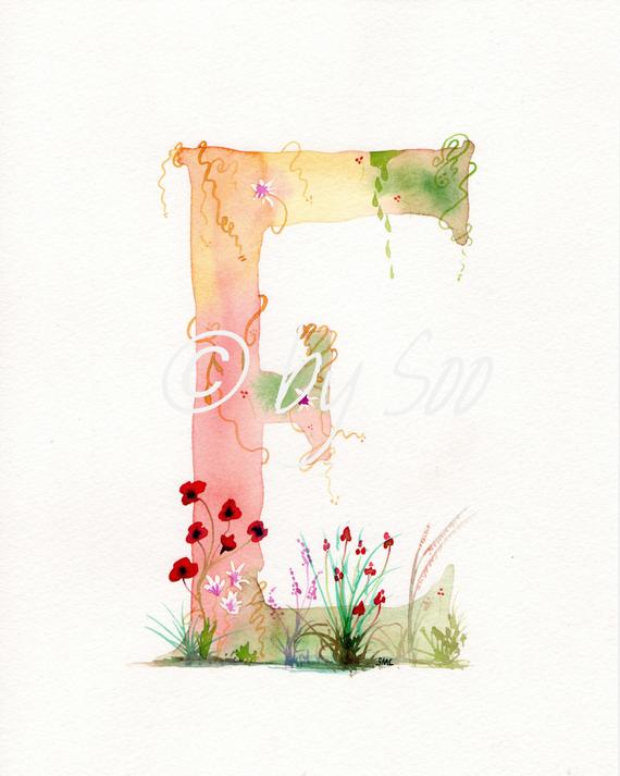 570x713 Letter E Watercolour Monogram Print Etsy