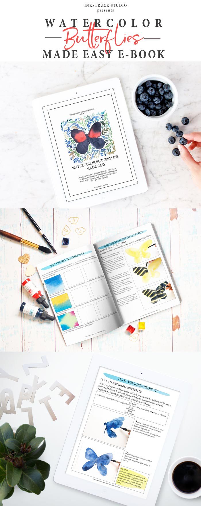 700x1756 Watercolor Butterflies E Book