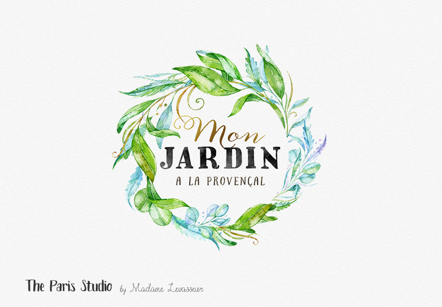 900x626 Watercolor Leafy Foliage Wreath Logo Design For Restaurant Logo
