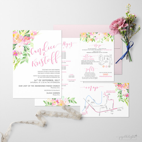 498x498 Candice Pastel Watercolor Flowers Wedding Invitation Suite Printable