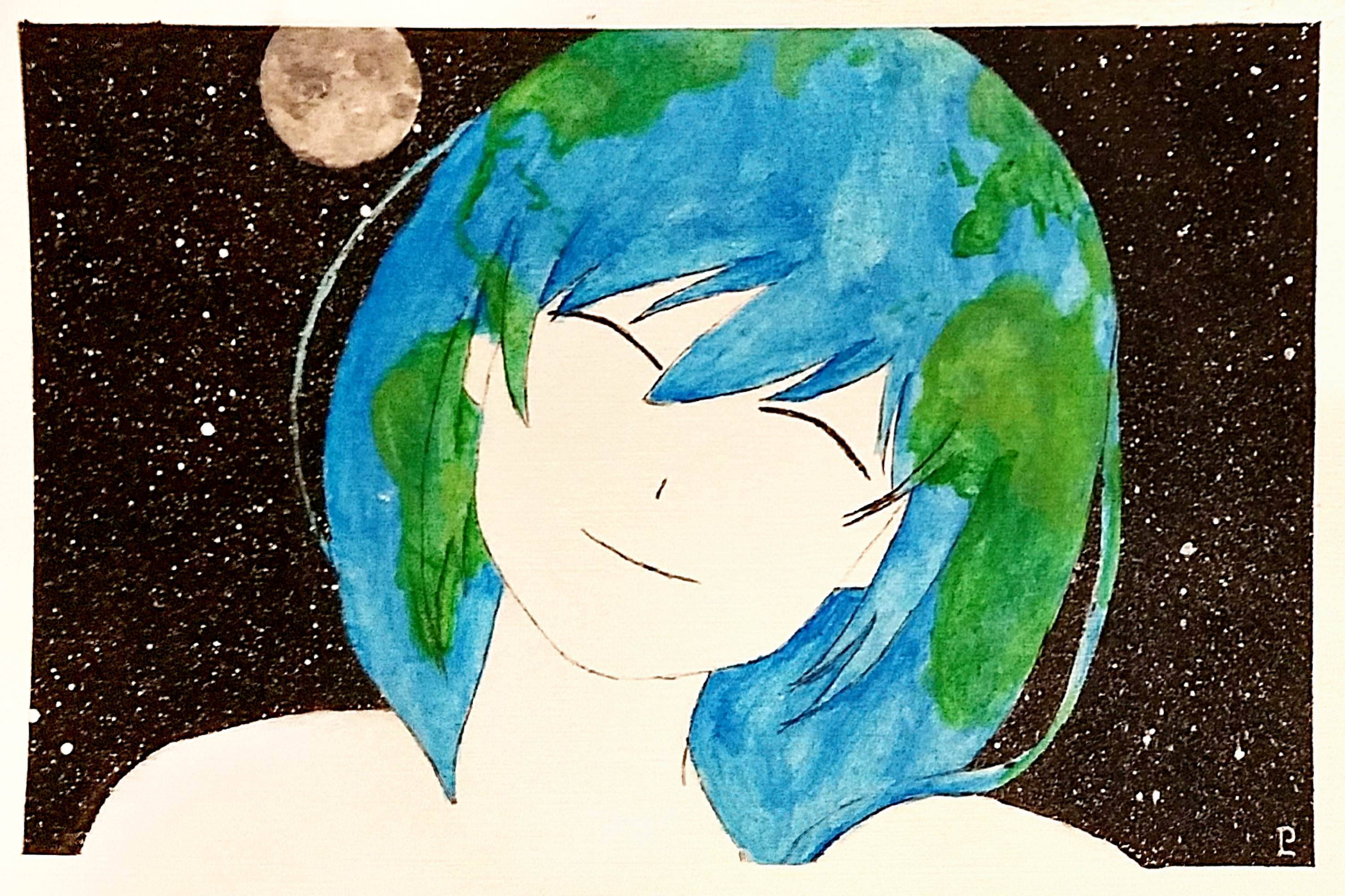 3000x2000 My Watercolor Earth Chan! Earthchan