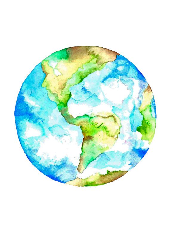 570x806 Planet Earth Watercolour Drawing Art Print In 2018 Our Universe