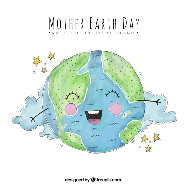 626x626 Watercolor Background With Smiling Planet Earth Vector Free Download
