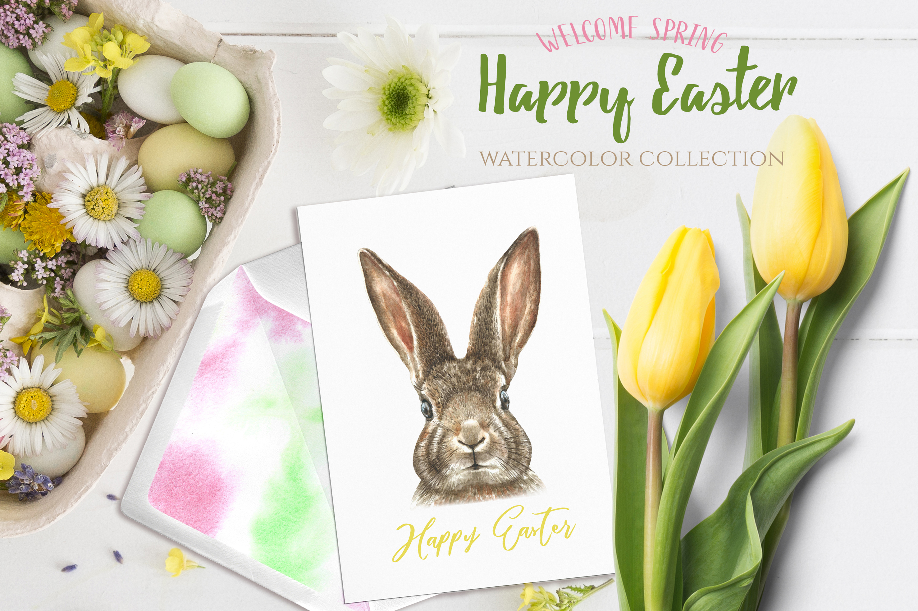 2955x1966 Watercolor Easter Bunny Collection