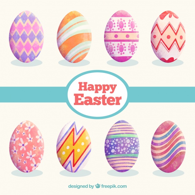 626x626 Watercolor Easter Eggs With Beautiful Decorations Stock Images