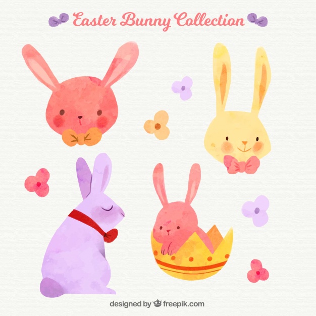 626x626 Watercolor Easter Rabbit Pack Vector Free Download