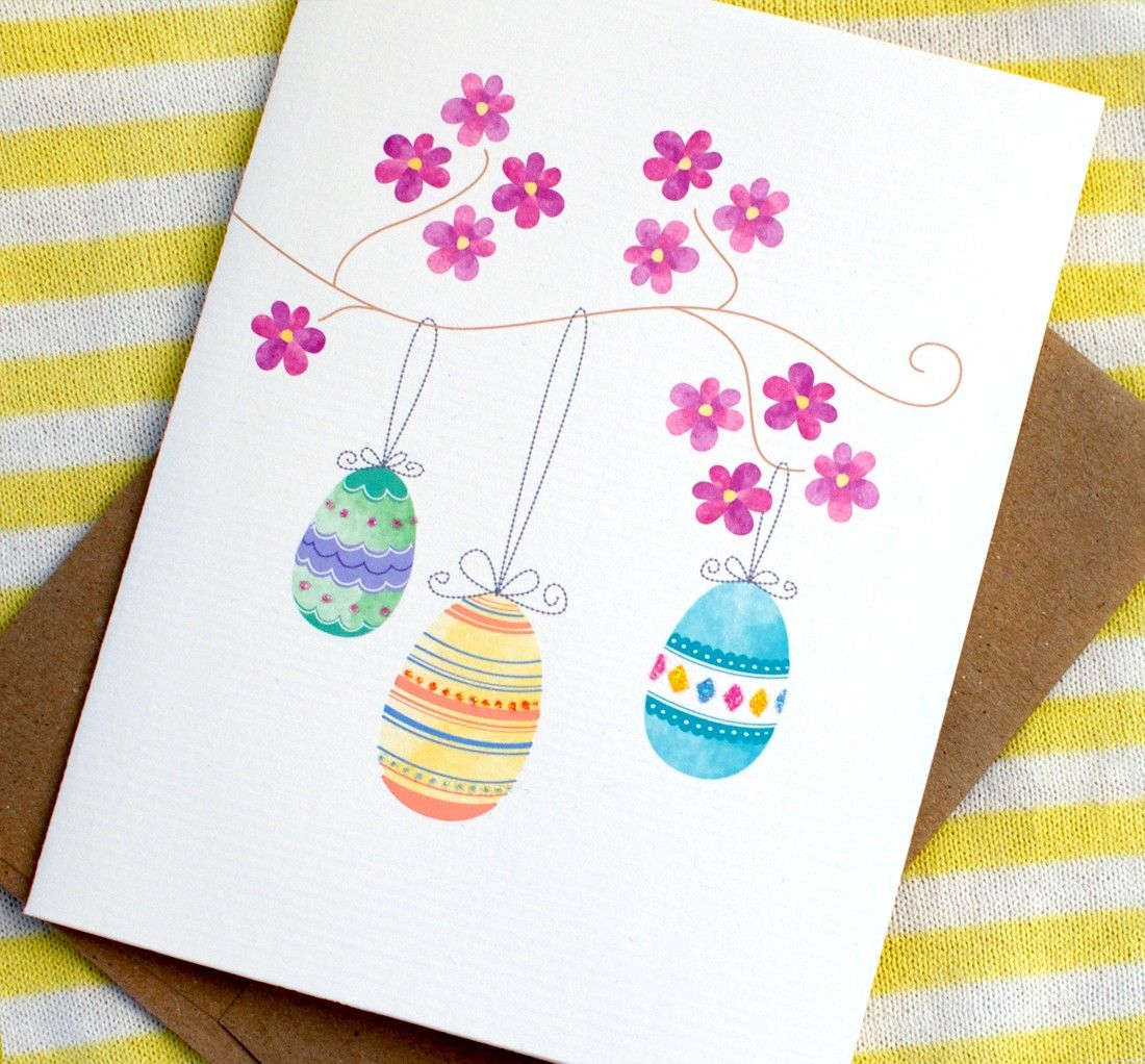 1100x1022 Adorable Watercolor Easter Card Fun Crafts Easter