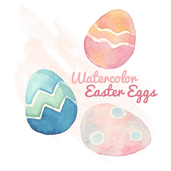 570x570 Watercolor Easter Eggs Clip Art Clipart Water Color Wash Etsy