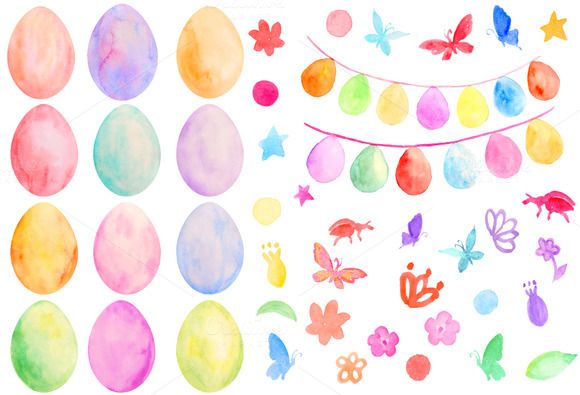 580x395 Watercolor Easter Eggs And Buntings Buntings, Easter And Craft