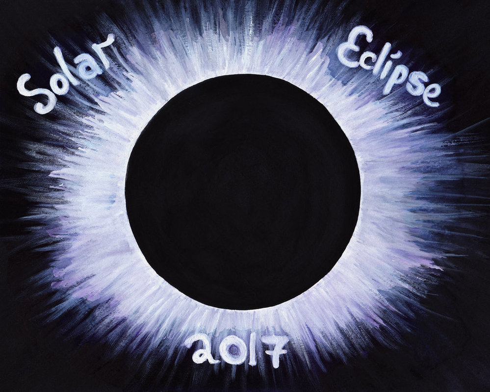 999x799 Solar Eclipse 2017 {Watercolorgouache Painting} By