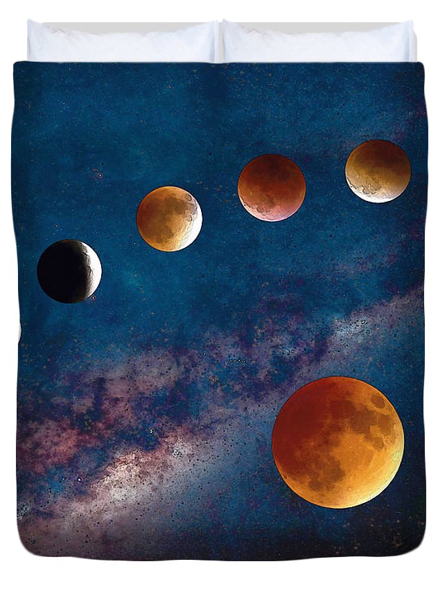 645x853 Super Blood Moon Eclipse Watercolor Duvet Cover For Sale By