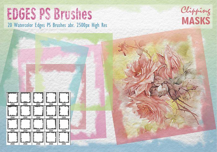 700x490 Watercolor Edges Ps Brushes