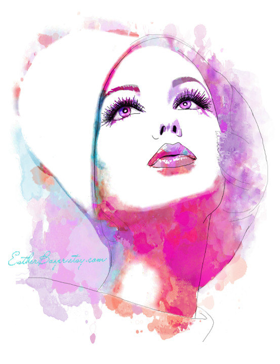 553x717 Colorful Vintage 60s Vogue Cover Abstract Watercolor Fashion