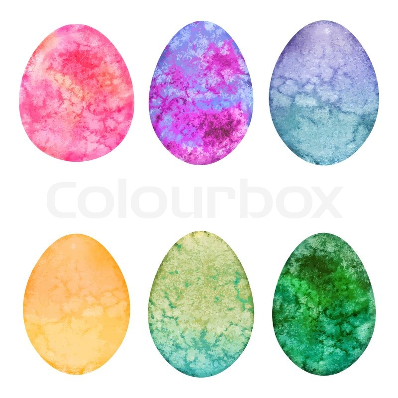 800x800 Set Of Watercolor Eggs. Easter Design Elements. Vector