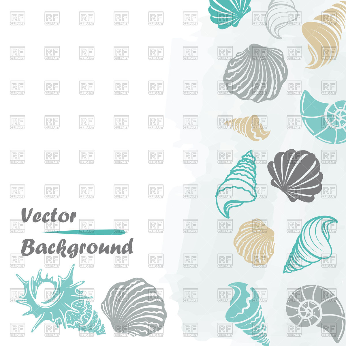 1200x1200 Sea Or Ocean Background With Colorful Seashells And Watercolor