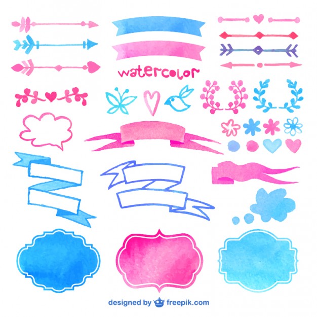 626x625 Watercolor Decorative Elements Vector Free Download