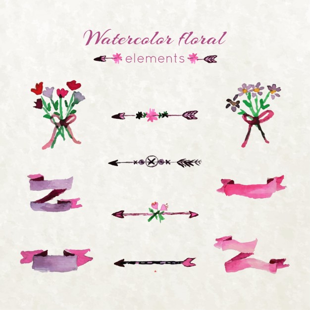 626x626 Watercolor Floral Elements Vector Free Download