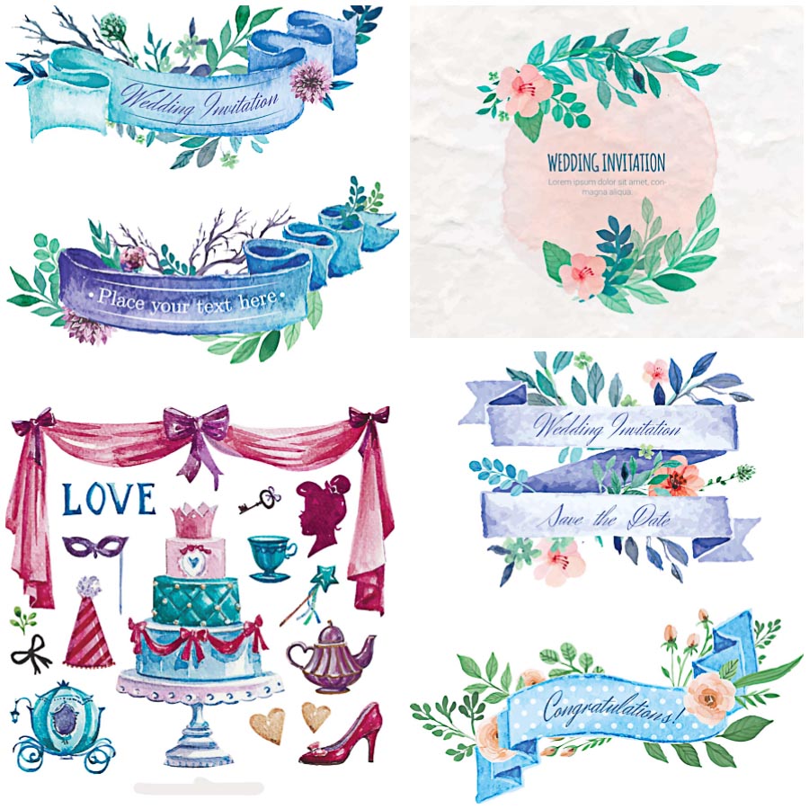 900x900 Wedding Elements Ribbon Vector Free Download