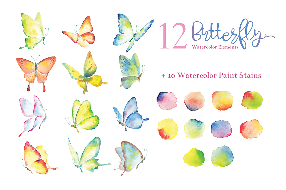1160x772 Butterfly Watercolor Elements By Sharkampcroc Co.