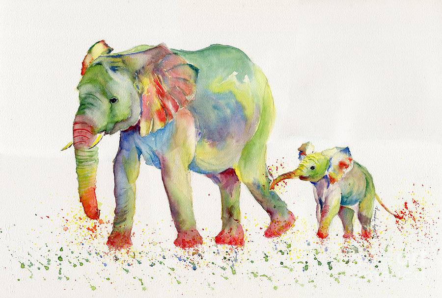 900x608 Elephant Family Watercolor Painting By Melly Terpening