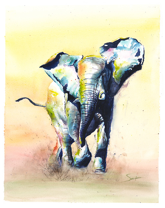 550x693 Elephant Watercolor Print 2 Watercolor Animal Paintings