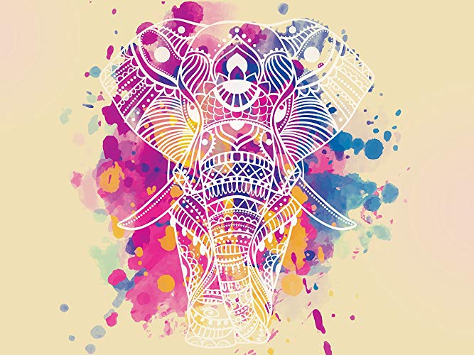 667x500 Large Watercolor Elephant Artistic Wall Art Decor Home