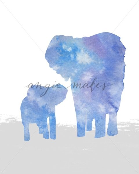 480x600 Download This Adorable Watercolor Elephants Printable