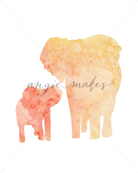 480x600 Red And Yellow Watercolor Elephant Art Work