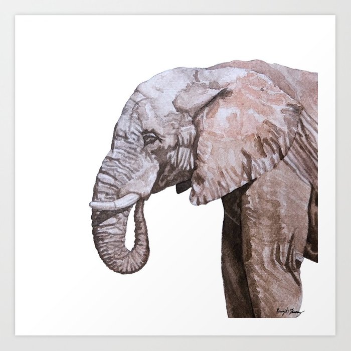700x700 Watercolor Elephant Art Art Print By Brigit Society6