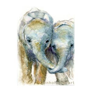 300x300 Watercolor Elephants, Elephants Print, Baby Elephant Art, Elephant