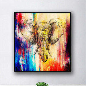 300x300 Colorful Watercolor Elephant Head Inkjet Abstract Animal Picture