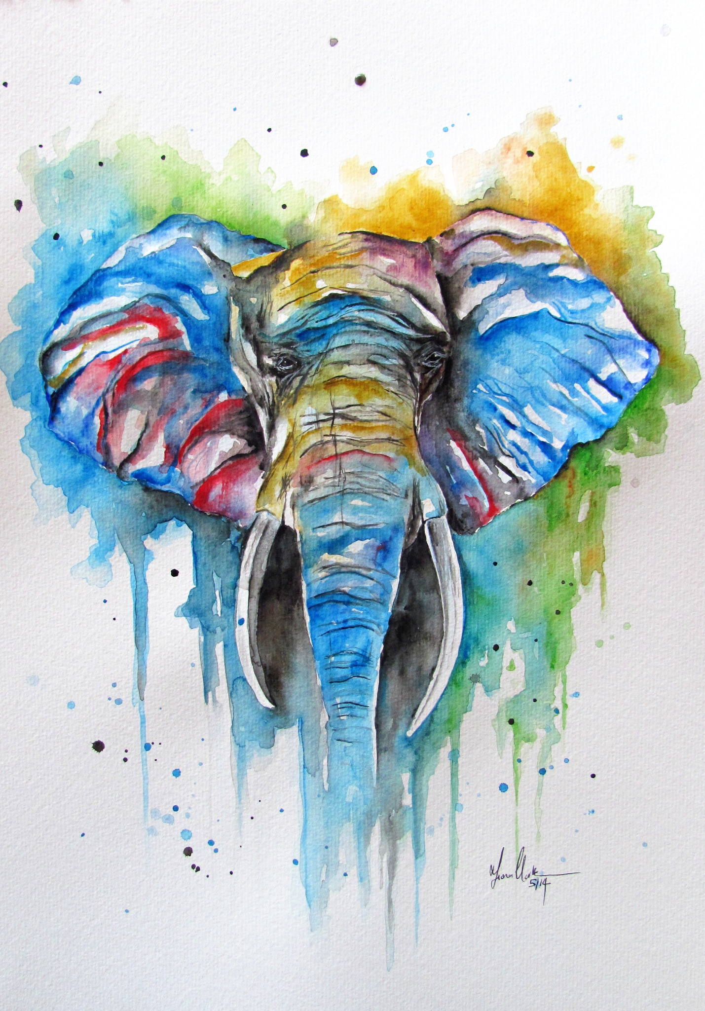1429x2049 Elephant Head Watercolor