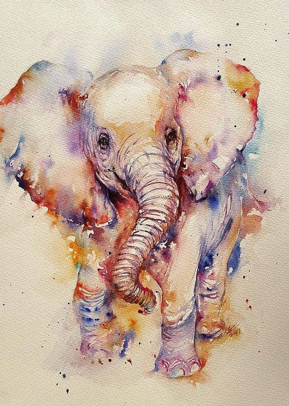 570x802 Watercolor Elephant Art Best Of Blue Elephant Head Watercolor