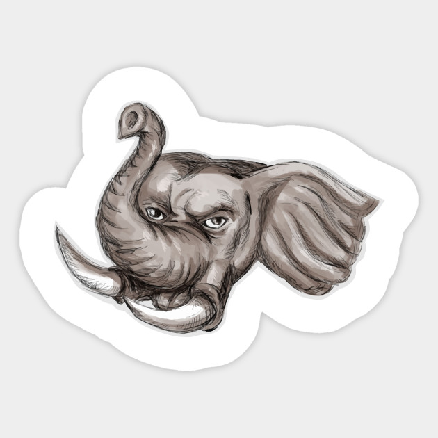 630x630 African Elephant Head Watercolor